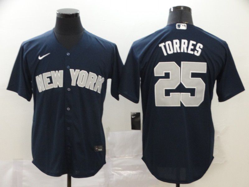 Men New York Yankees 25 Torres Blue Nike Game MLB Jerseys